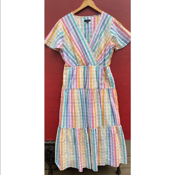 J Crew Rainbow Midi Dress - Picture 1 of 8